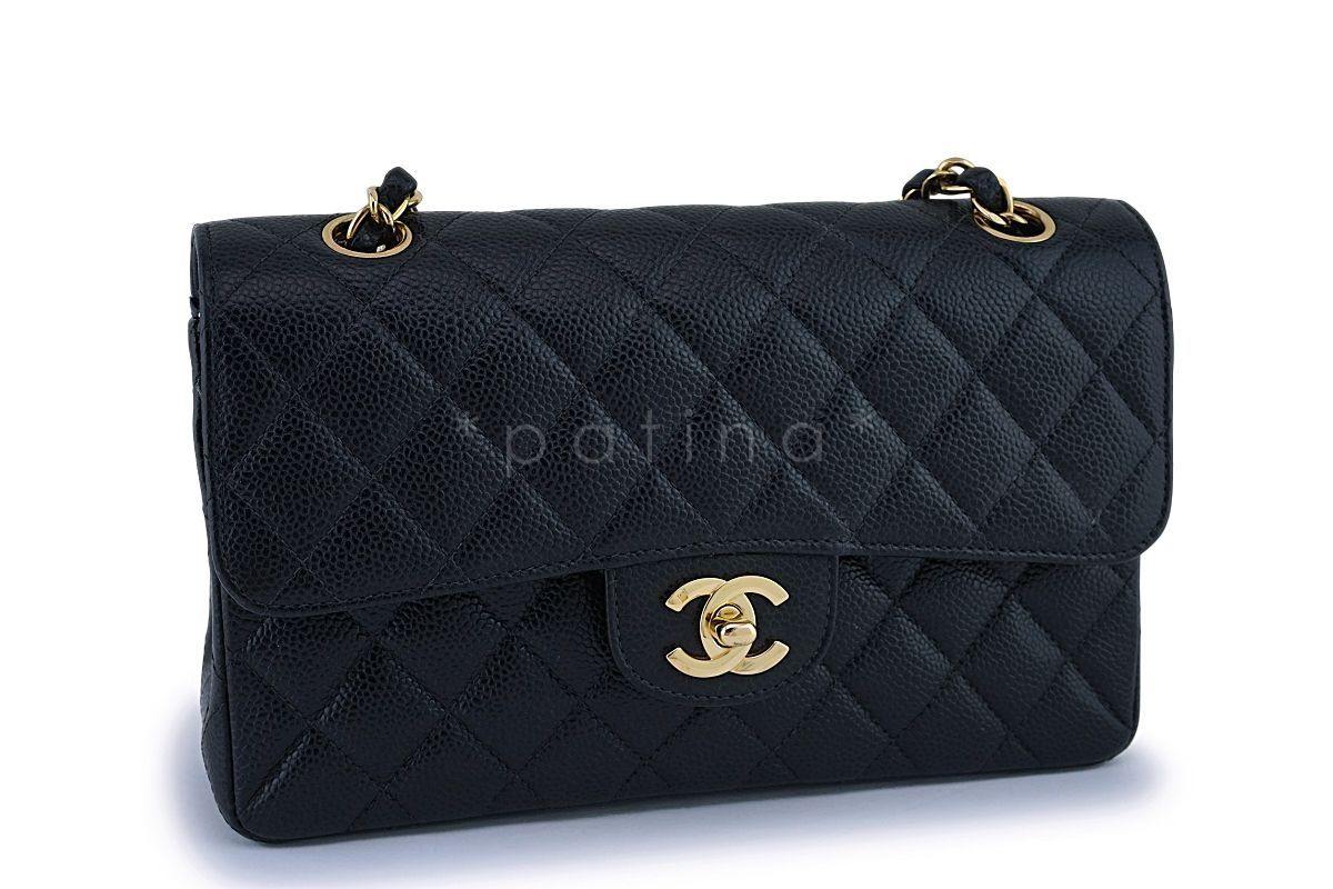 Chanel Black Caviar Small Classic Double Flap Bag 24k GHW