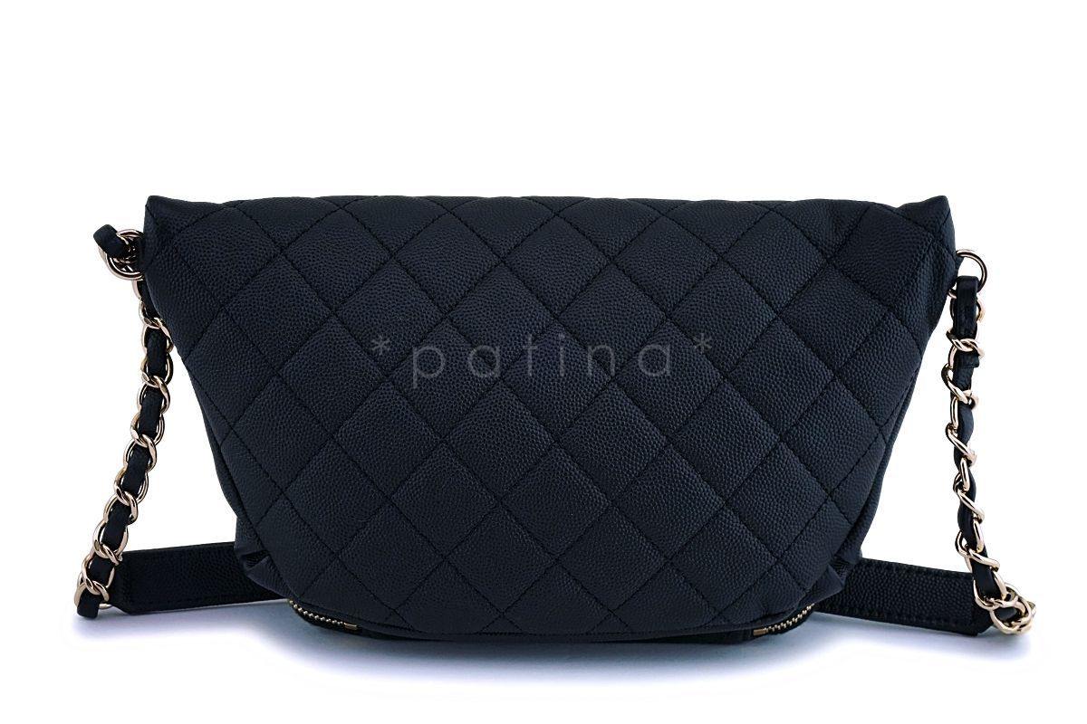 NIB Chanel Black Caviar Business Affinity Fanny Pack Waist Belt Bag GHW