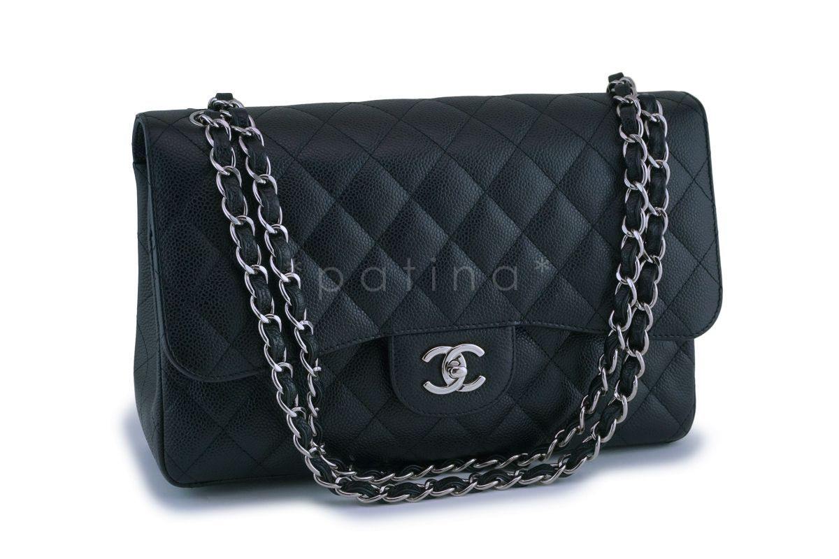 Chanel Black Caviar Jumbo Classic Double Flap Bag SHW
