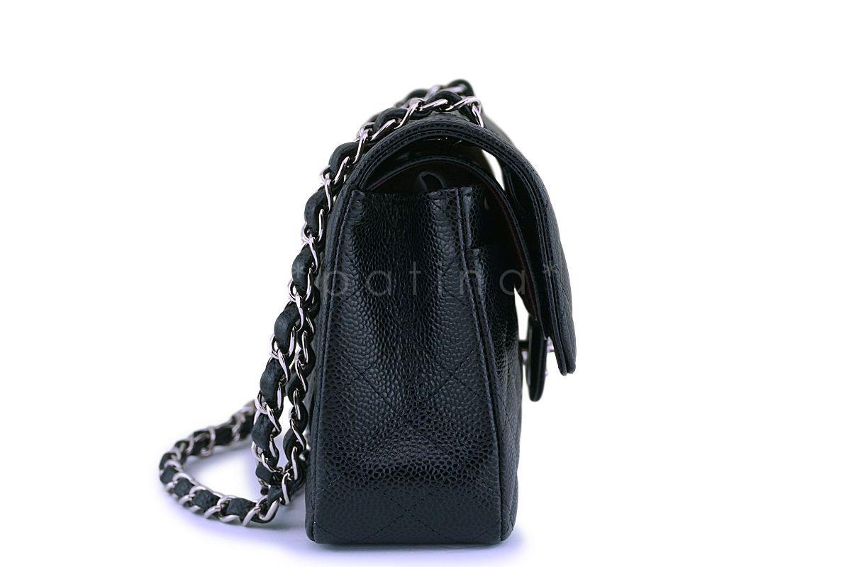 NIB Chanel Black Caviar Small Classic Double Flap Bag SHW