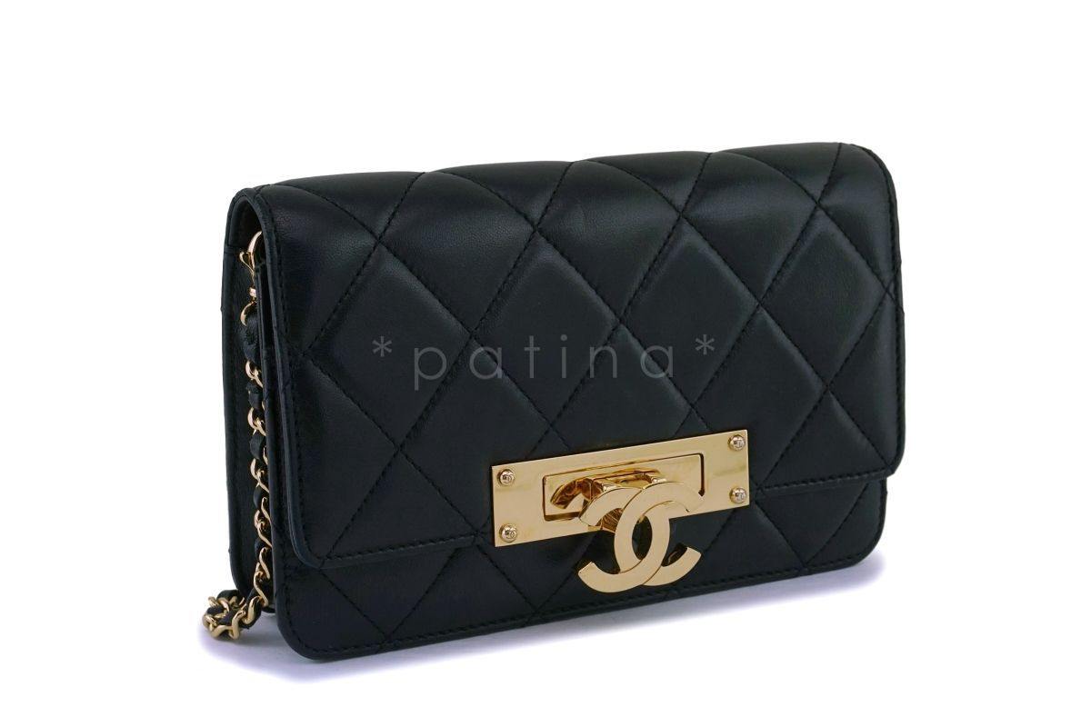 Chanel Black Lambskin Golden Class Wallet on Chain WOC Bag