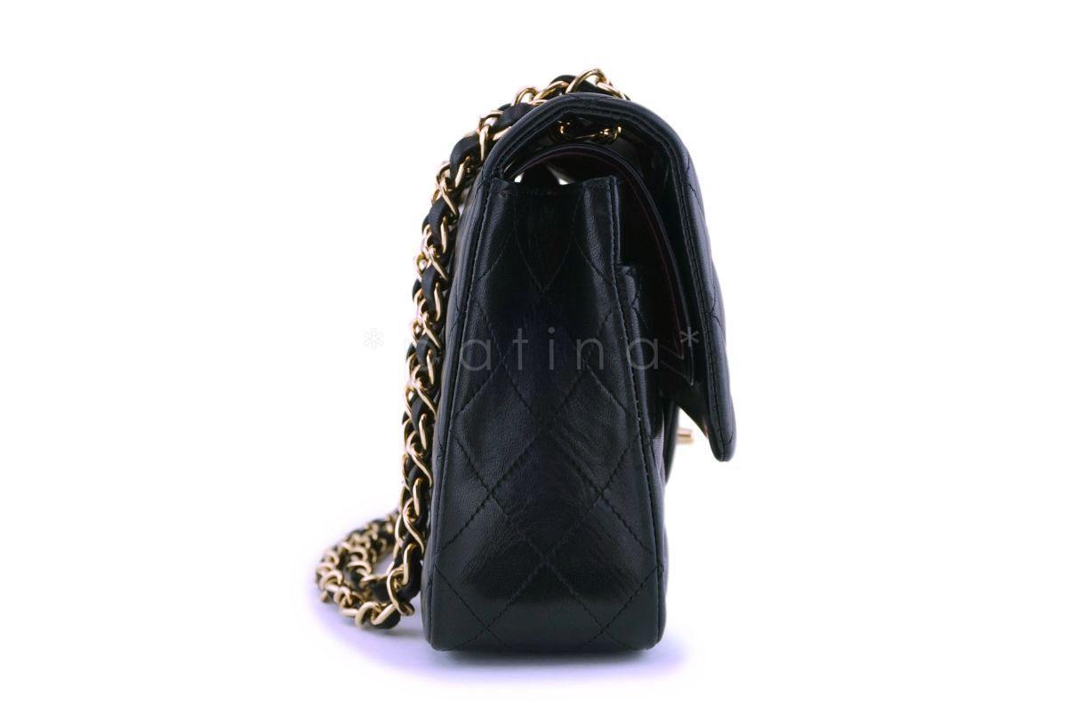 Chanel Black Lambskin Medium Classic Double Flap Bag 24k GHW