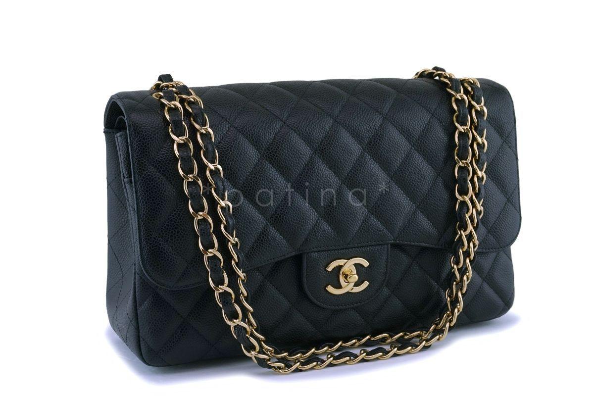 Chanel Black Caviar Jumbo Classic Double Flap Bag GHW