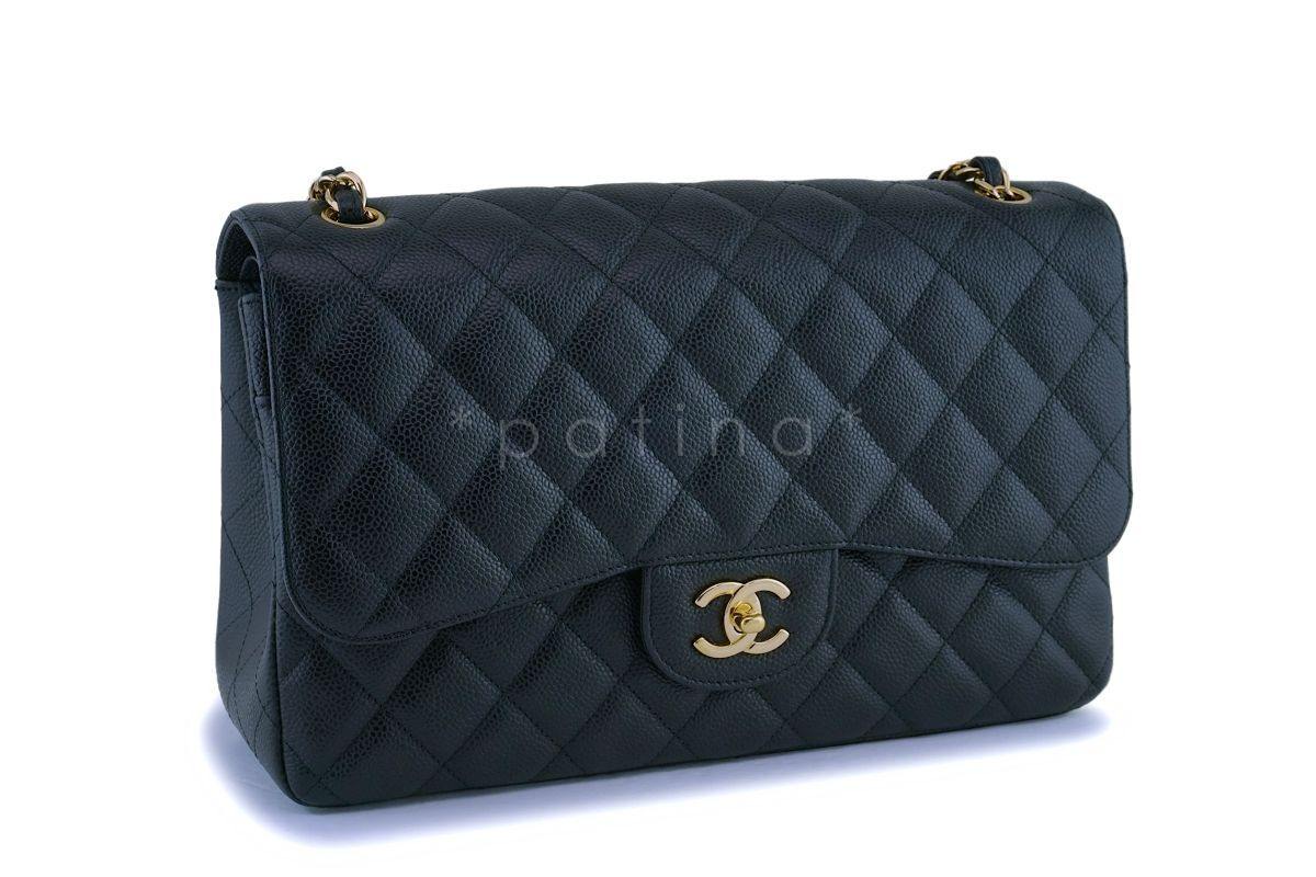 Chanel Black Caviar Jumbo Classic Double Flap Bag GHW