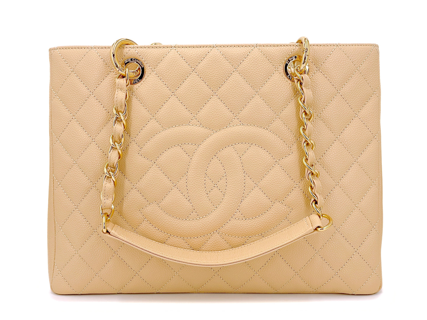 Pristine Chanel Beige Caviar Grand Shopper Tote GST Bag GHW
