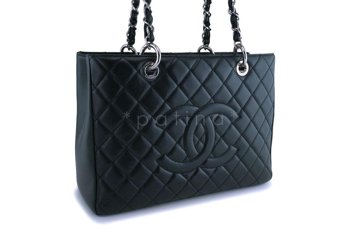 Chanel Black  Caviar Grand Shopper Tote GST Bag SHW