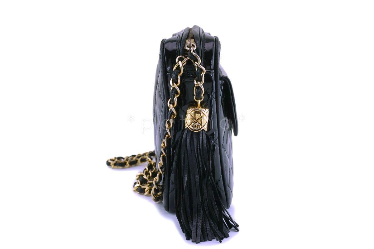 Chanel Vintage Black Patent Camera Case Bag 24k GHW