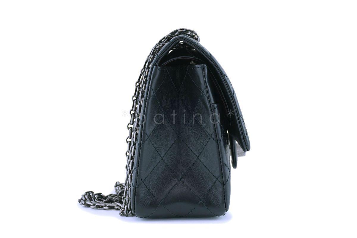 Chanel Black Aged Calfskin Reissue 2.55 225 Double Flap Bag RHW