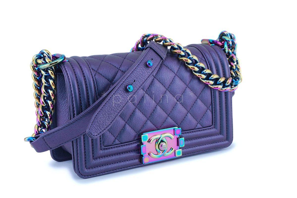 Chanel Iridescent Purple Mermaid Iridescent Small Boy Flap Bag Rainbow