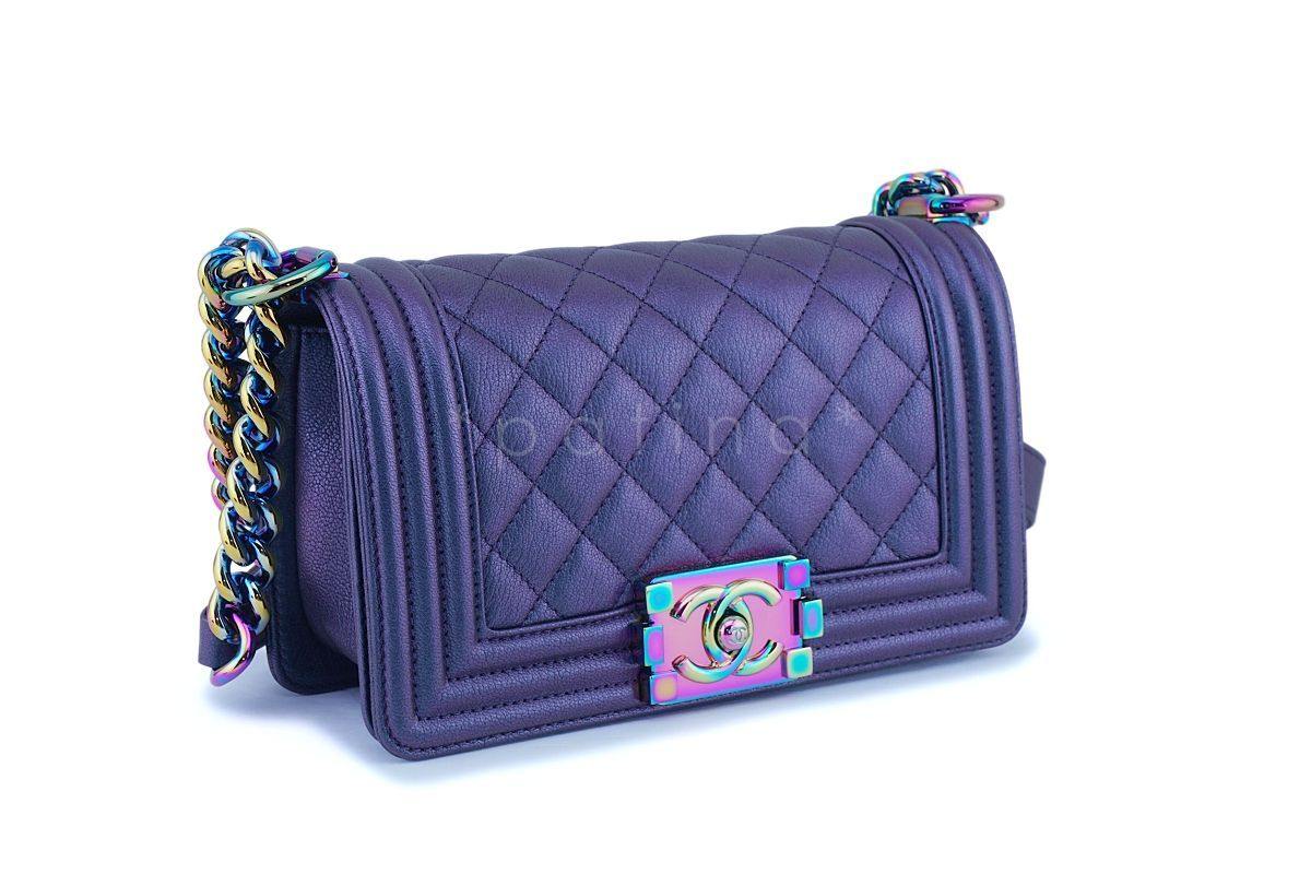 Chanel Iridescent Purple Mermaid Iridescent Small Boy Flap Bag Rainbow