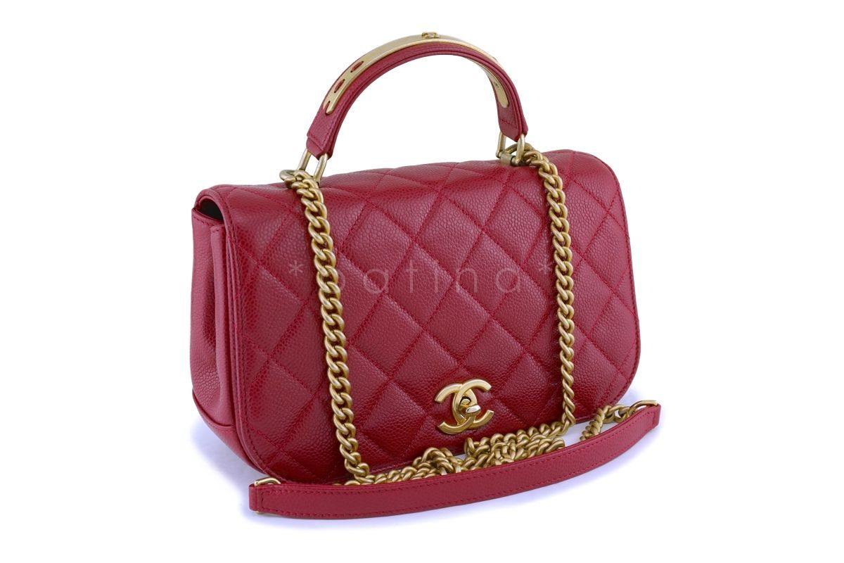 Chanel Red Caviar Classic Top Handle 2-way Shoulder Bag GHW