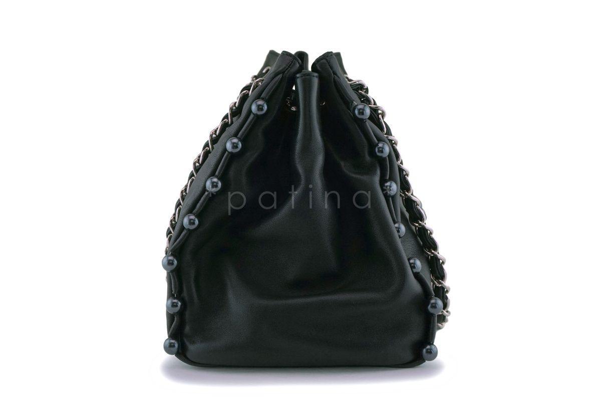 Chanel Black Soft Lambskin Pearl Obsession Tote Bag SHW