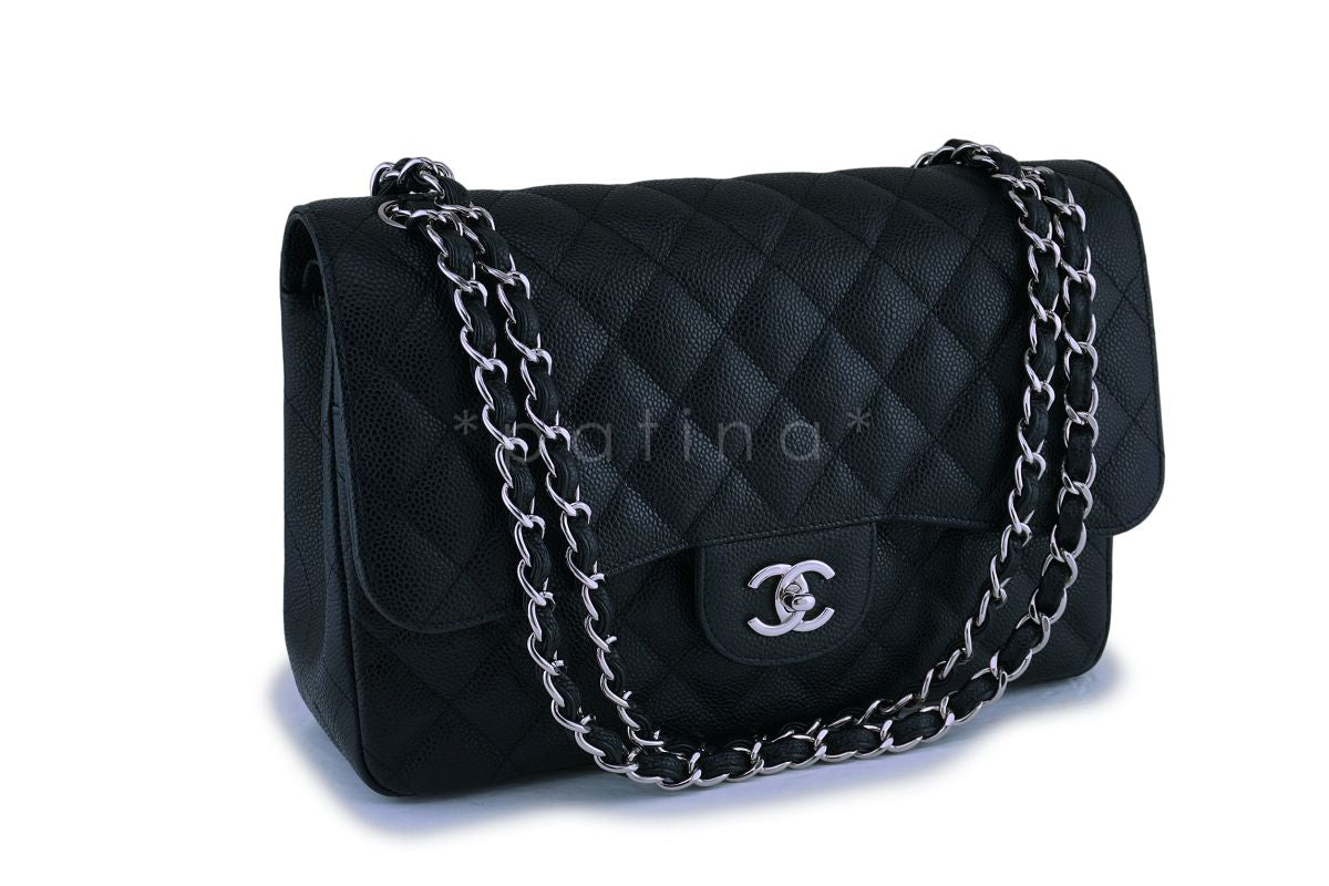Chanel Black Caviar Jumbo Classic Double Flap Bag SHW