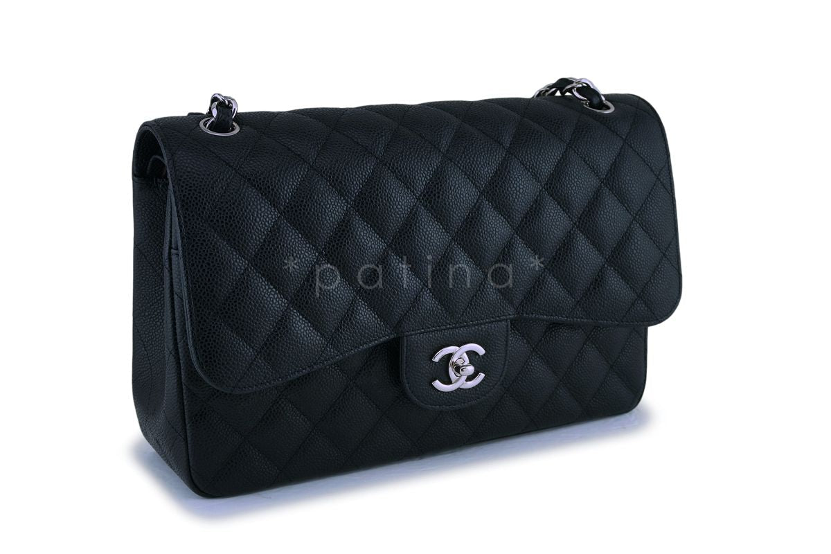 Chanel Black Caviar Jumbo Classic Double Flap Bag SHW
