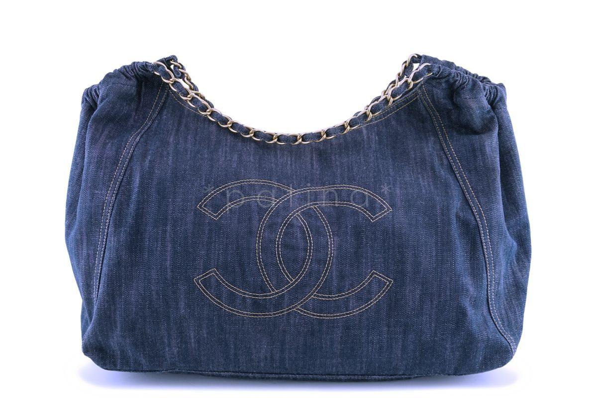 Chanel Denim Coco Cabas Canvas Tote Bag 6Q8