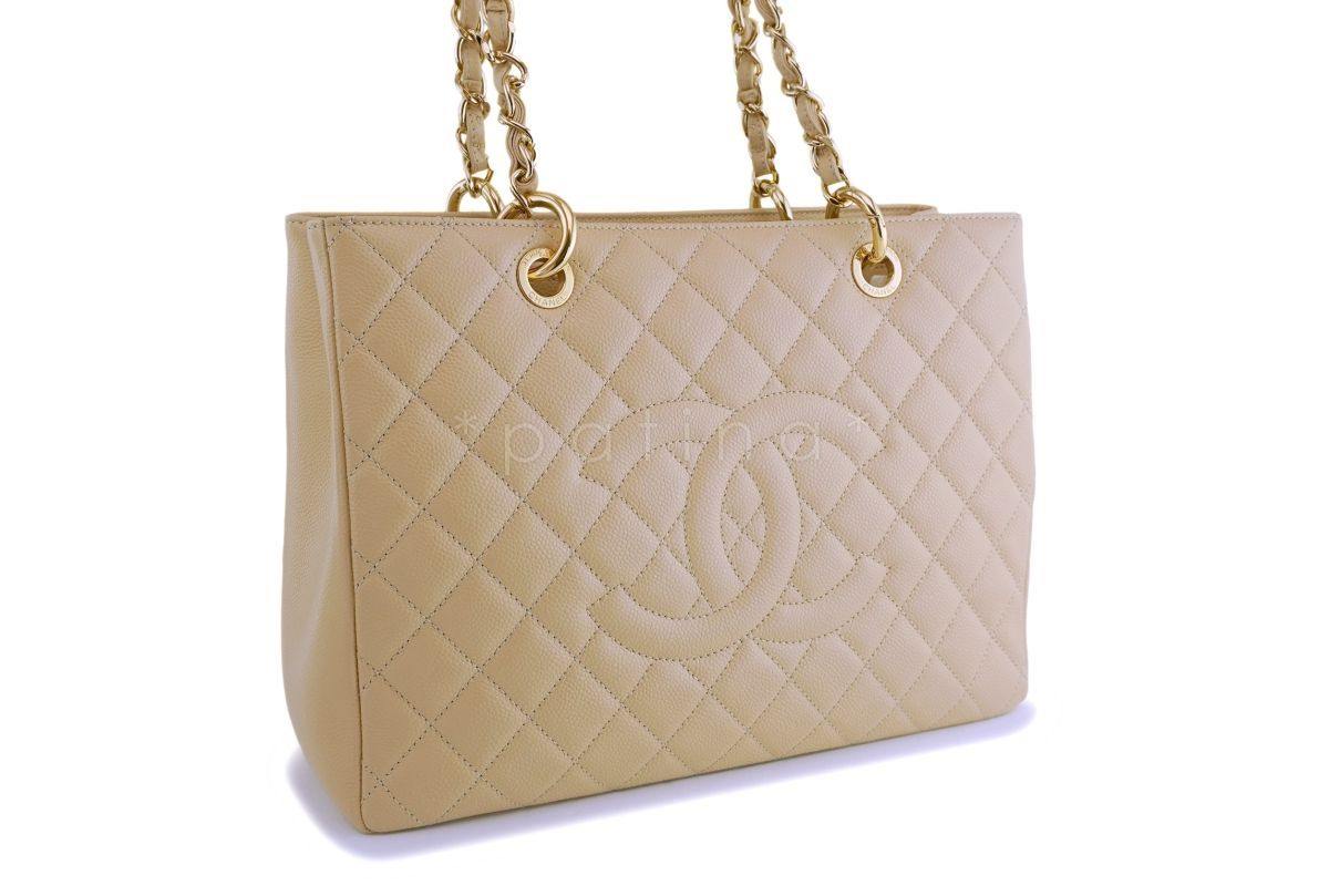 Chanel Beige Caviar Grand Shopper Tote GST Bag GHW