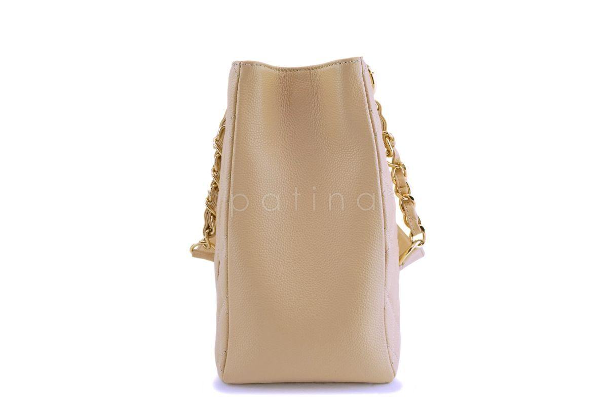 Chanel Beige Caviar Grand Shopper Tote GST Bag GHW