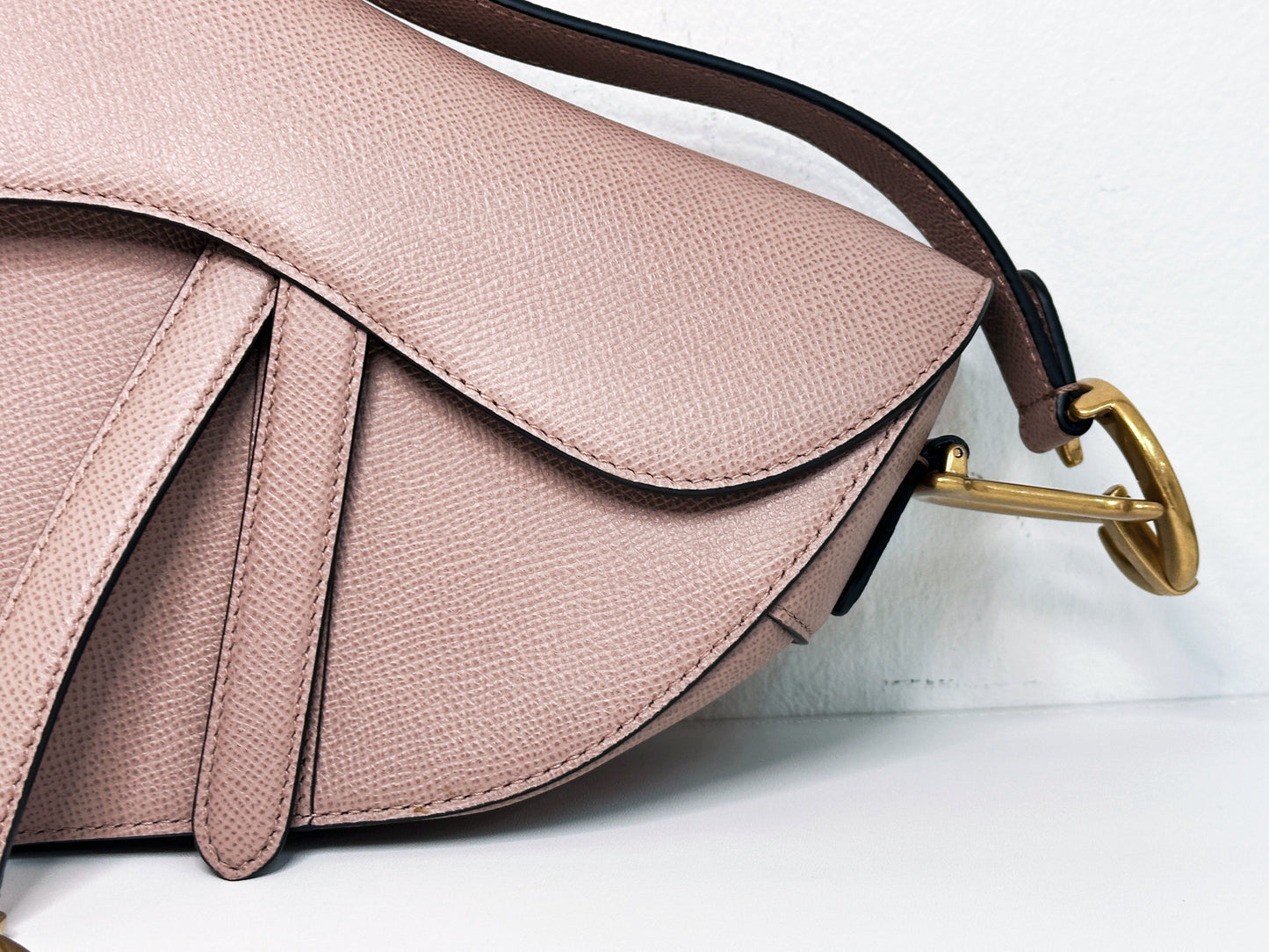 Christian Dior Saddle Bag with Strap Golden Saddle Nude Brush Grained Calfskin 2023 year