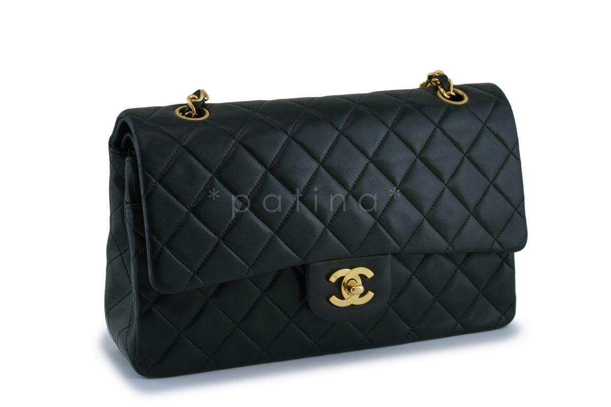 Chanel Vintage Black Lambskin Medium Classic Double Flap Bag 24k GHW
