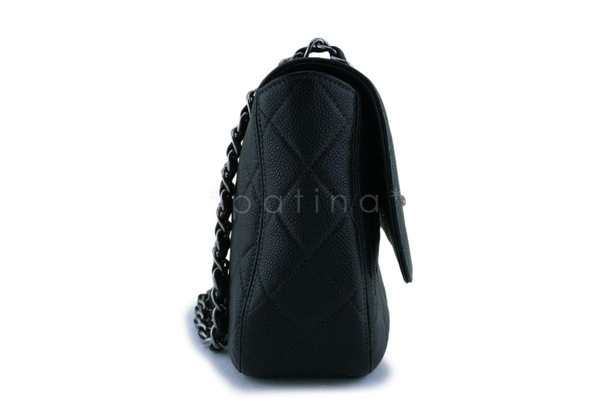 Rare Chanel Vintage Black Caviar Jumbo Classic Flap Bag RHW