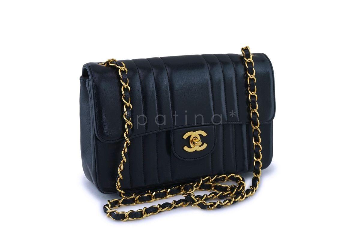 Chanel Vintage Black Lambskin Small Mademoiselle Classic Flap Bag 24k GHW