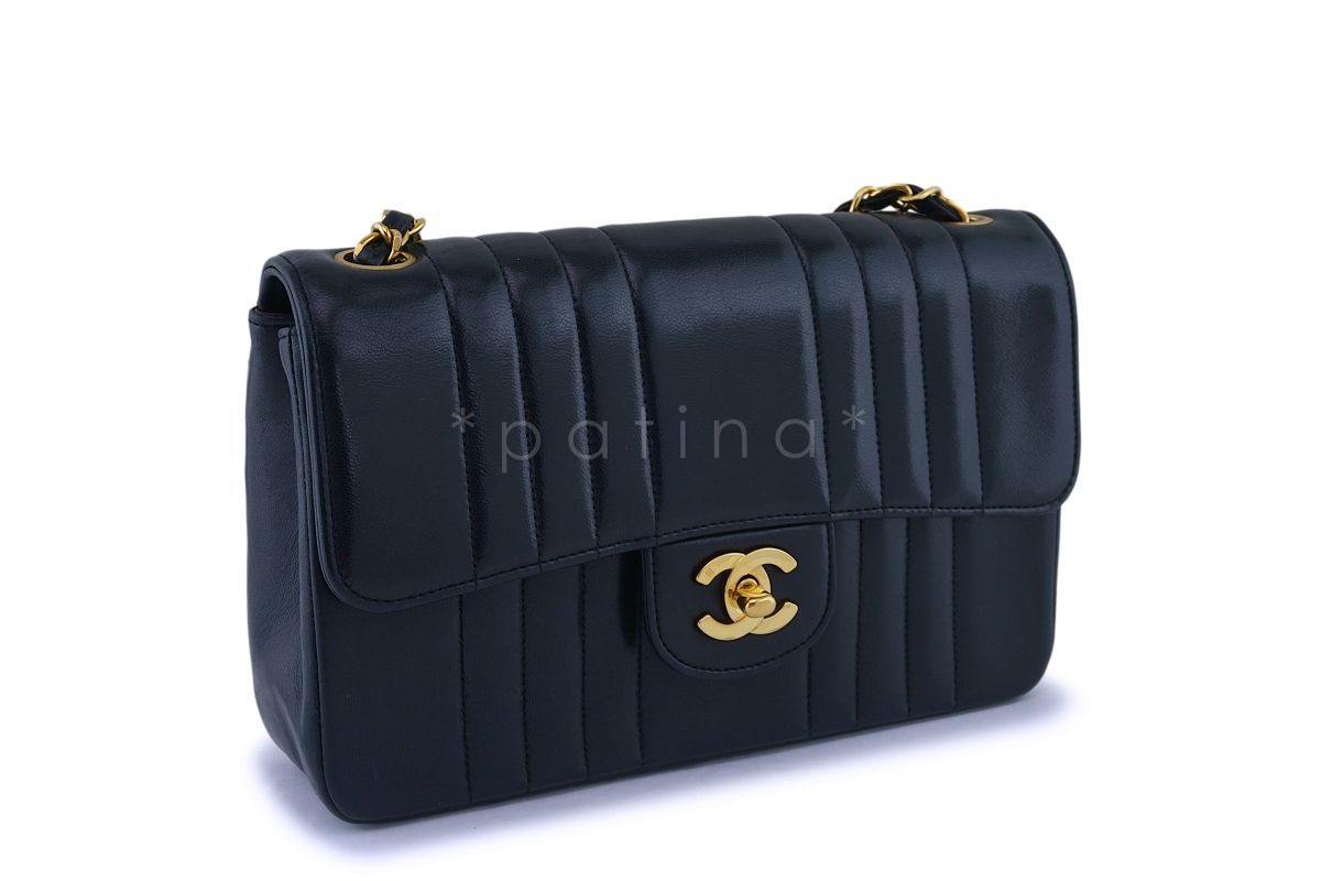 Chanel Vintage Black Lambskin Small Mademoiselle Classic Flap Bag 24k GHW