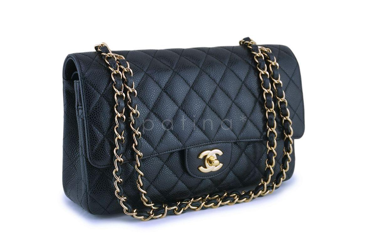 Chanel Black Caviar Medium Classic Double Flap Bag 24k GHW