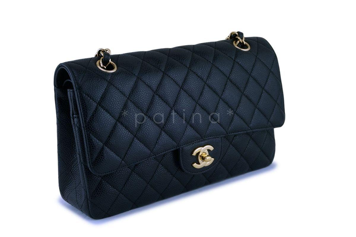 Chanel Black Caviar Medium Classic Double Flap Bag 24k GHW