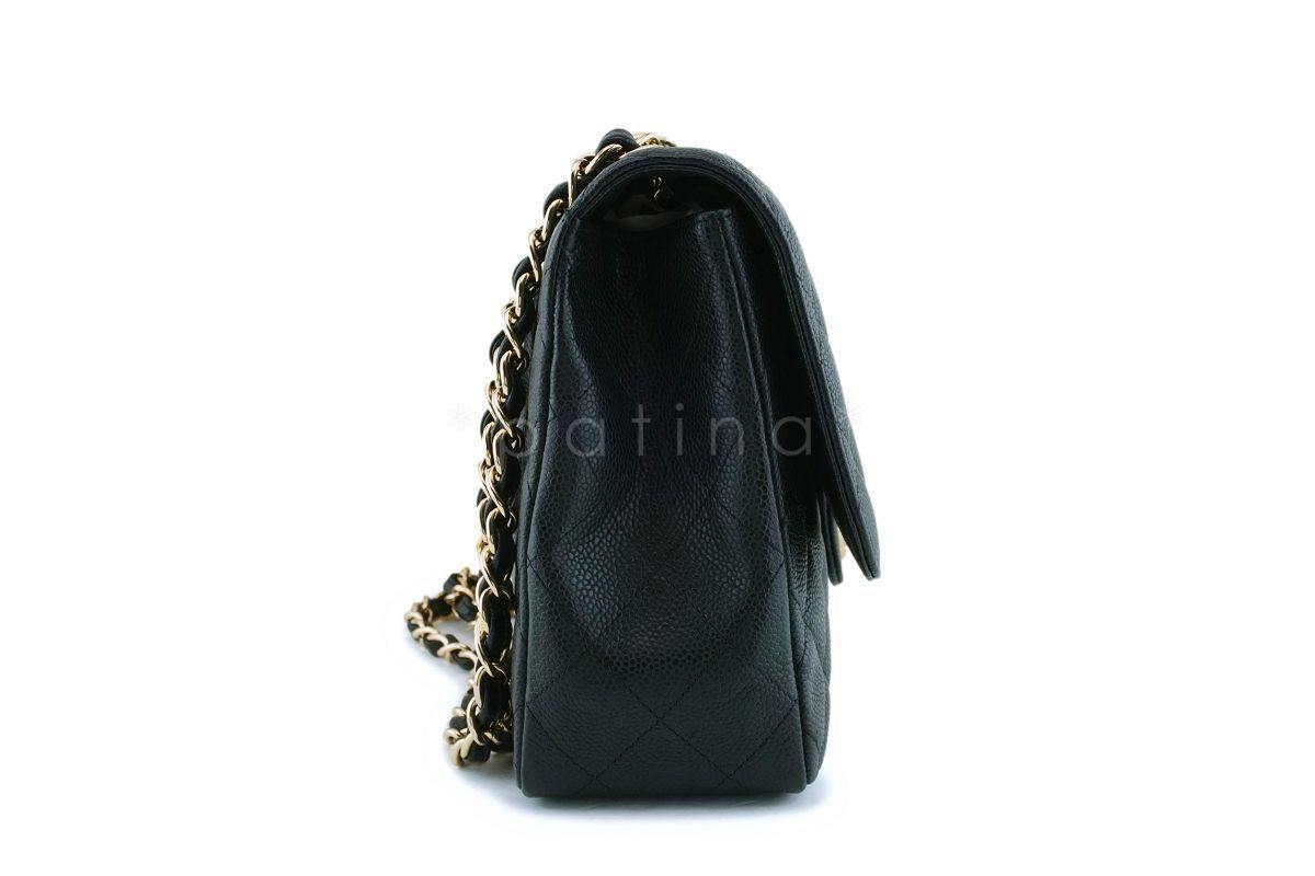 Chanel Black Caviar Jumbo Classic Flap Bag GHW