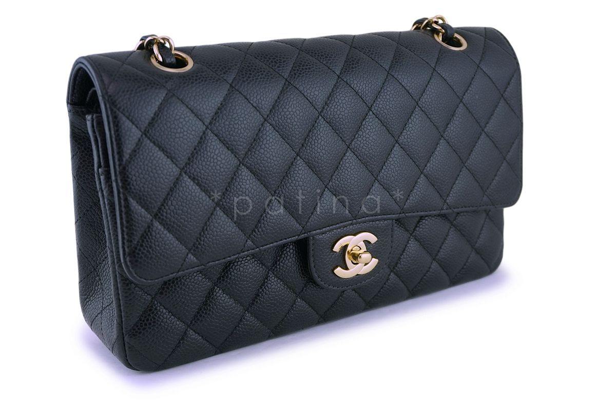 Chanel Black Caviar Medium Classic Double Flap Bag 24k GHW