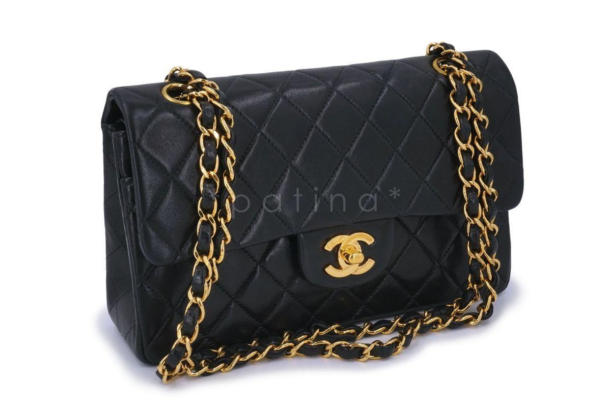 Chanel Black Lambskin Small Classic Double Flap Bag 24k GHW