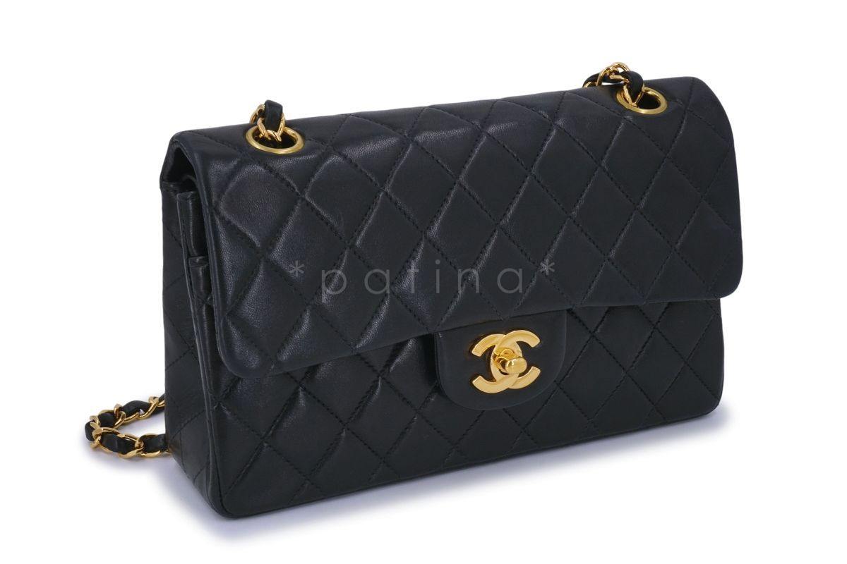 Chanel Black Lambskin Small Classic Double Flap Bag 24k GHW
