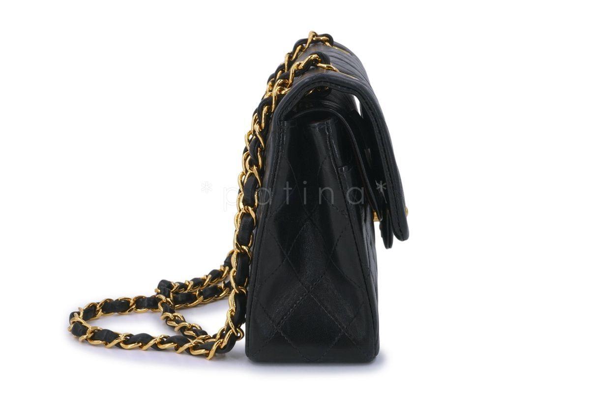 Chanel Black Lambskin Small Classic Double Flap Bag 24k GHW