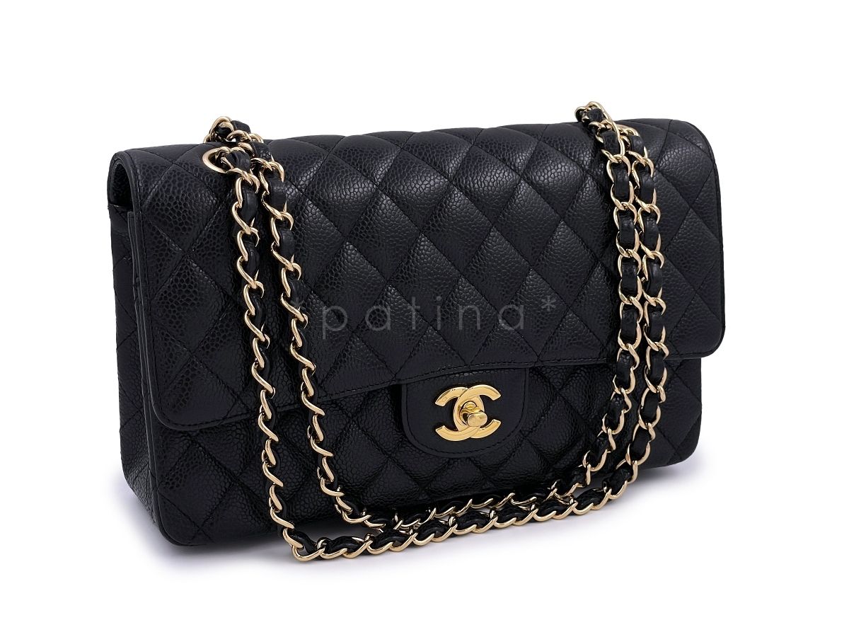Chanel Vintage Black Caviar Medium Classic Double Flap Bag 24k GHW