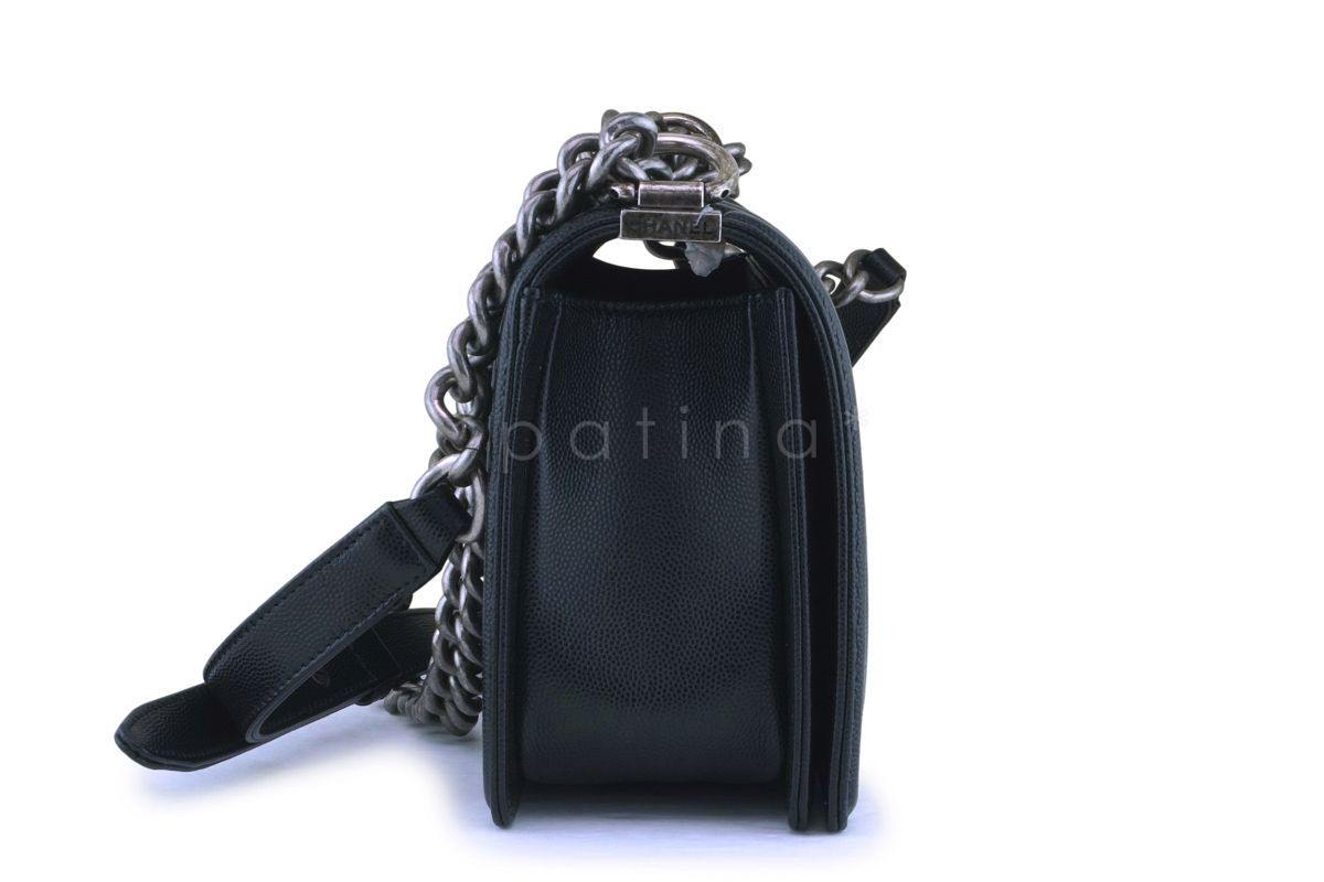 Chanel Black Caviar Medium Boy Bag Flap RHW