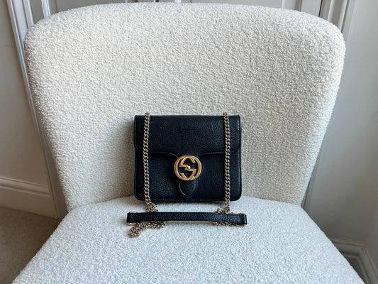 Gucci Interlocking GG Black Small Shoulder Bag