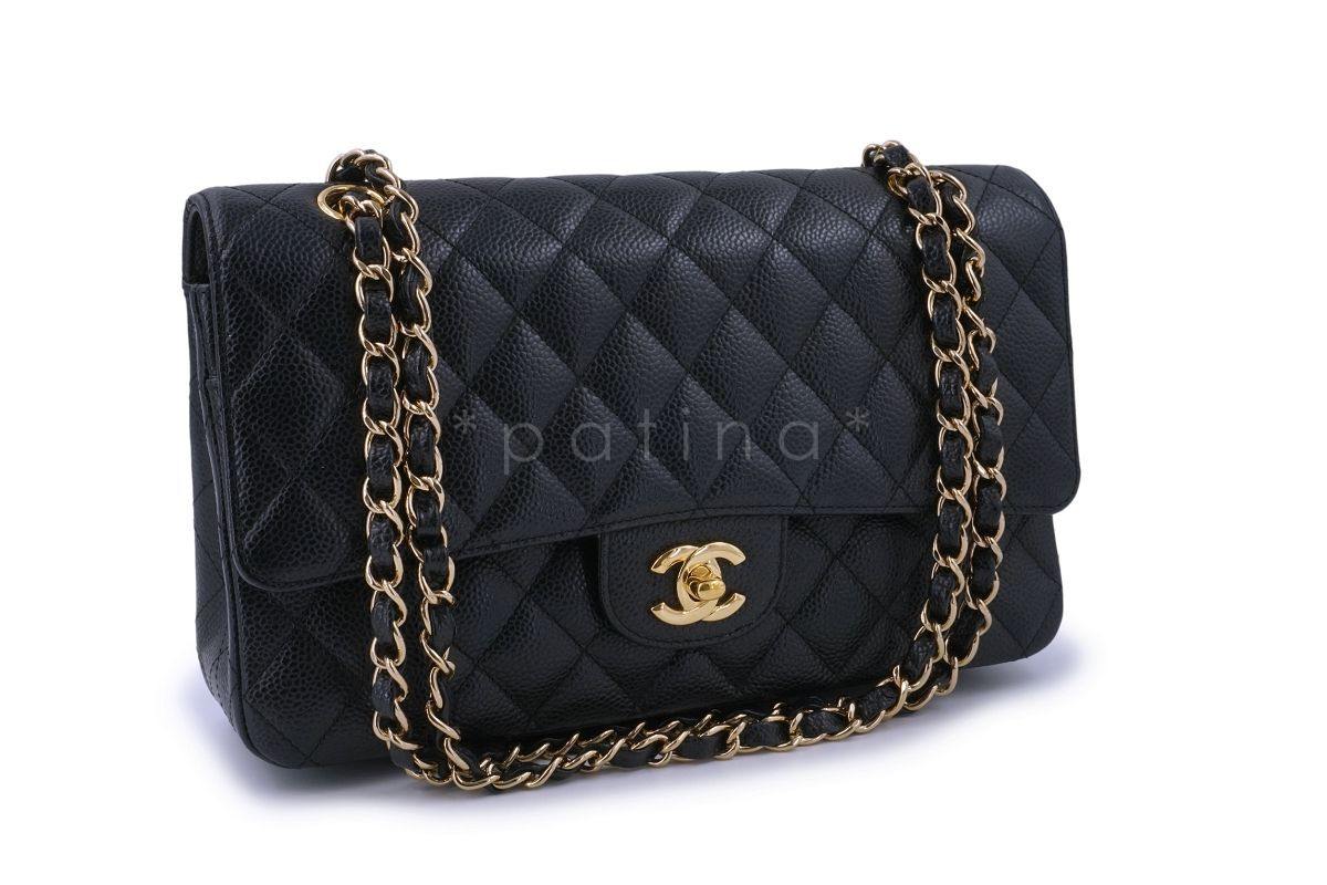Chanel Black Caviar Medium Classic Double Flap Bag 24k GHW