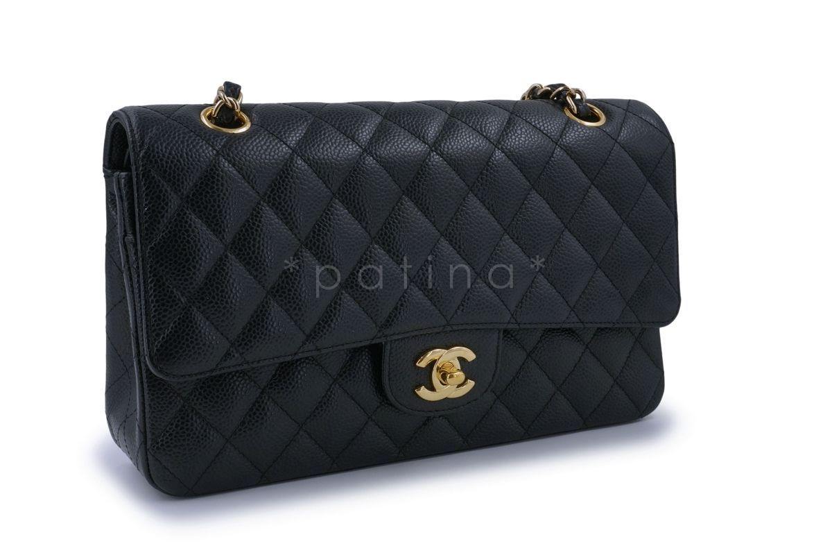 Chanel Black Caviar Medium Classic Double Flap Bag 24k GHW