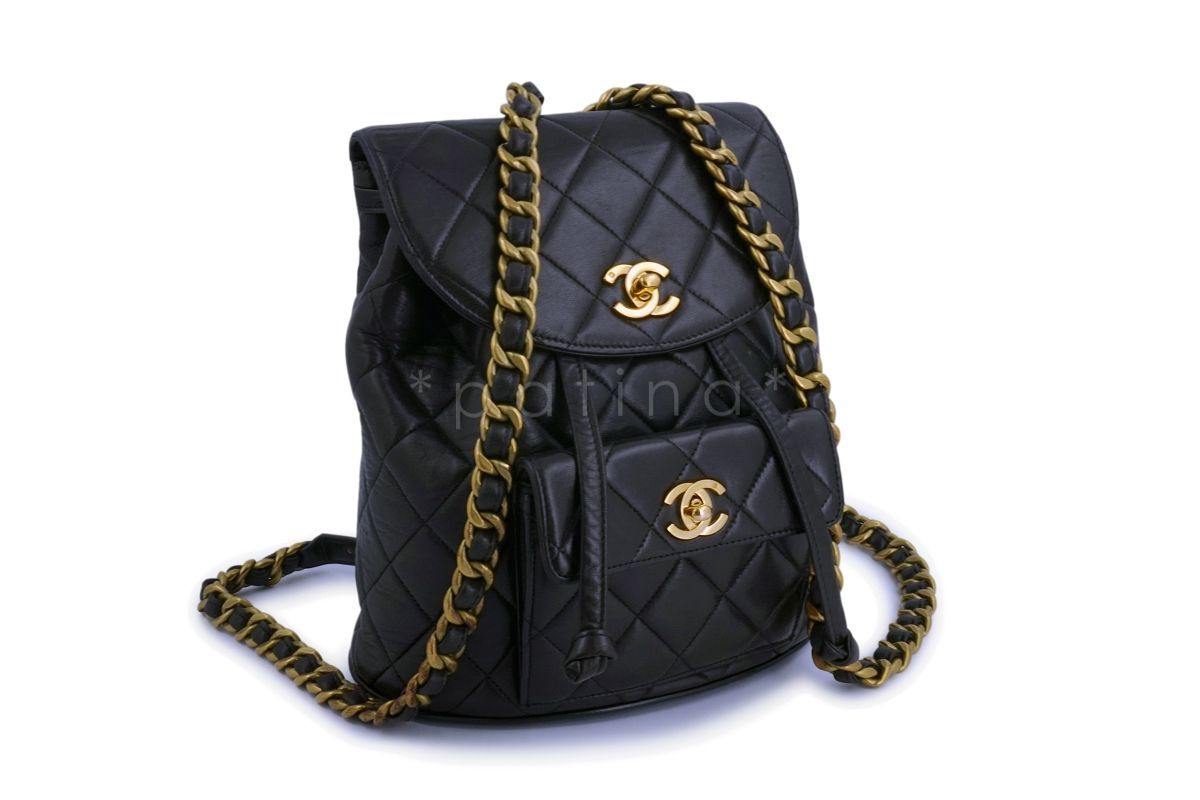 Chanel Vintage Black Duma Classic Quilted Backpack Bag 24k GHW