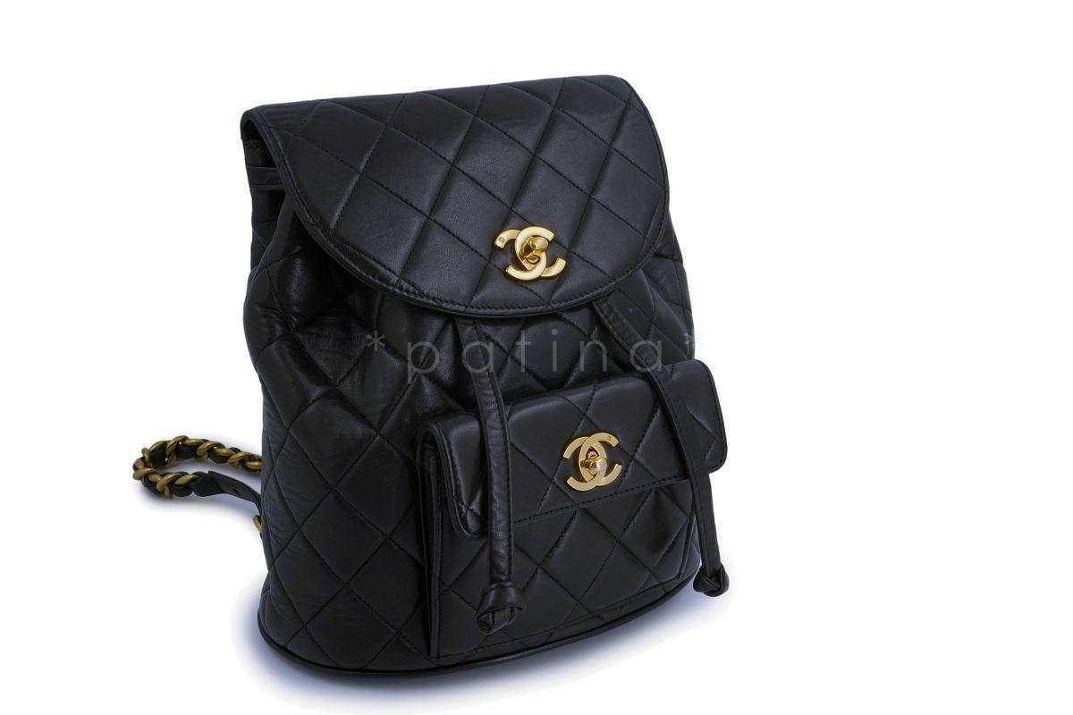 Chanel Vintage Black Duma Classic Quilted Backpack Bag 24k GHW