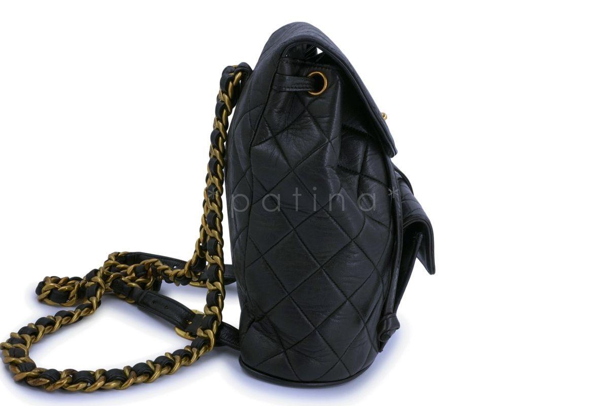 Chanel Vintage Black Duma Classic Quilted Backpack Bag 24k GHW