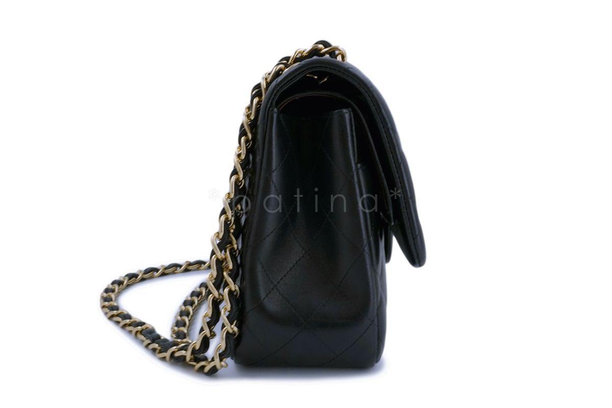 Chanel Black Lambskin Jumbo Classic Double Flap Bag GHW