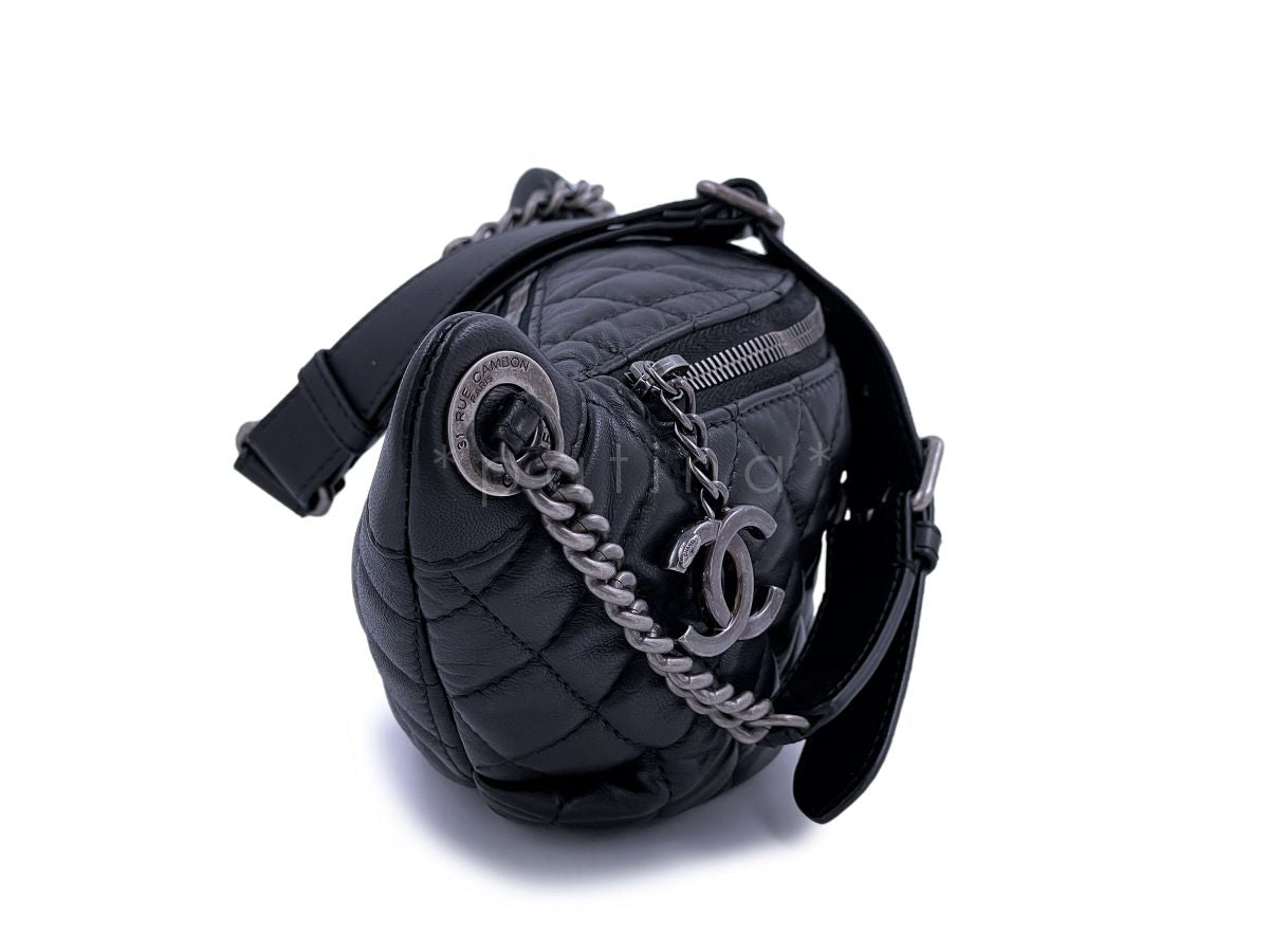Chanel Black Classic Banane Fanny Pack Bag Lambskin RHW ADP