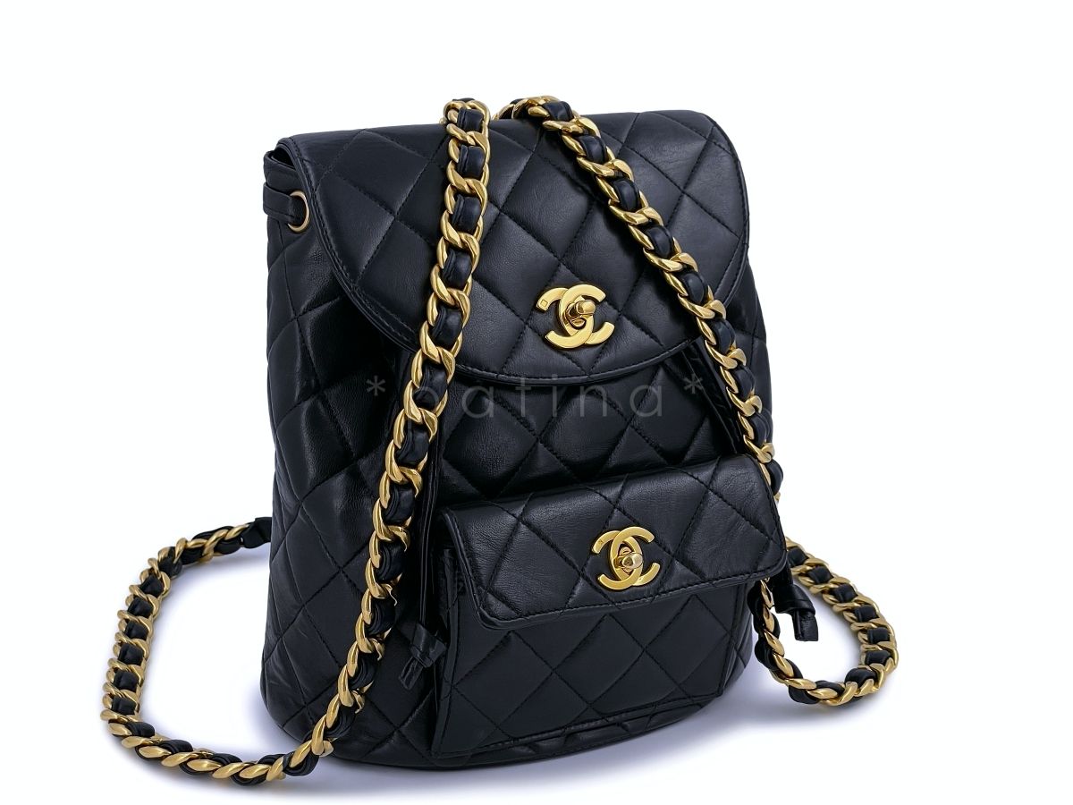 Chanel Vintage Black Duma Classic Backpack Bag Lambskin 24k GHW