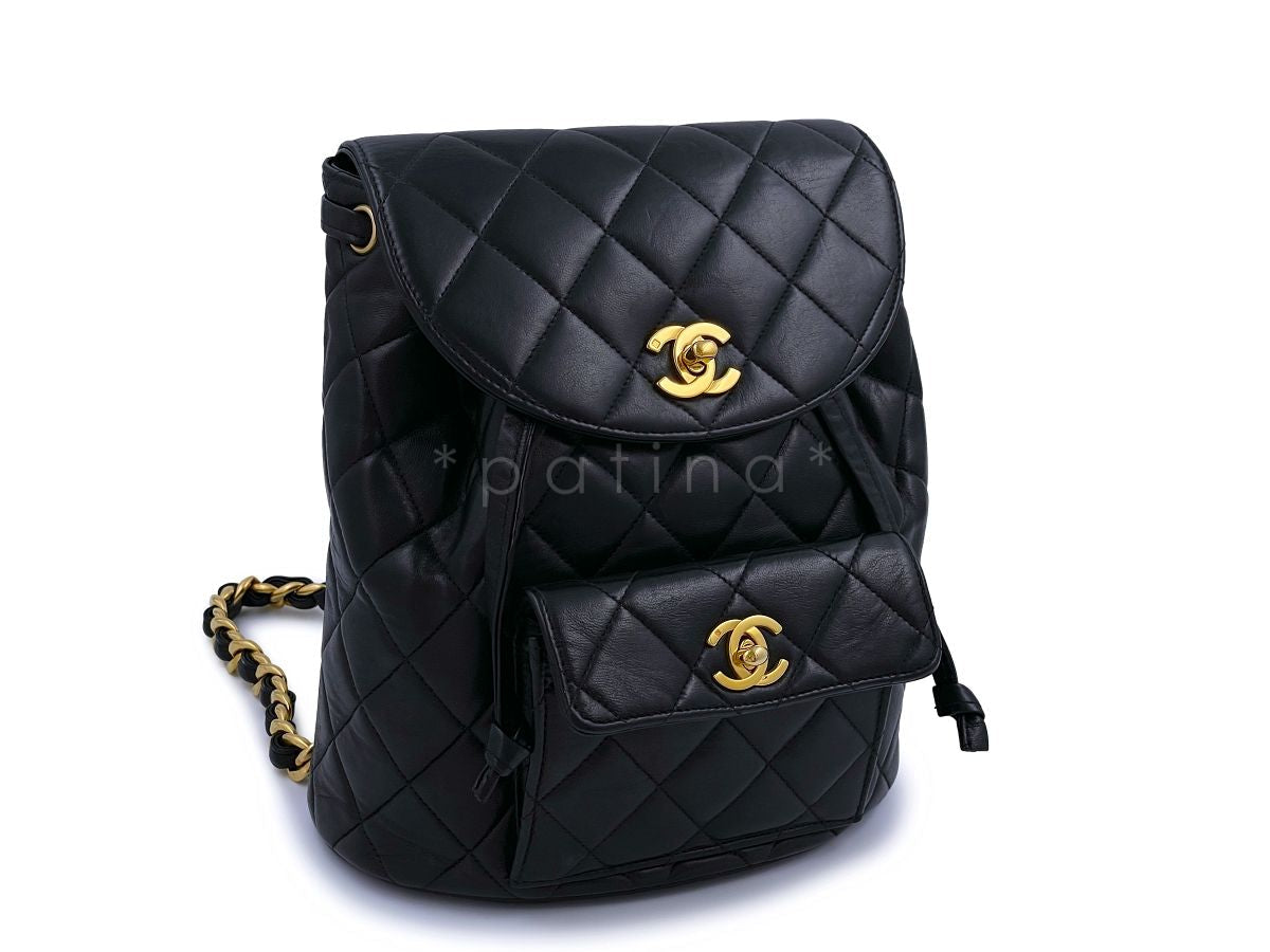 Chanel Vintage Black Duma Classic Backpack Bag Lambskin 24k GHW