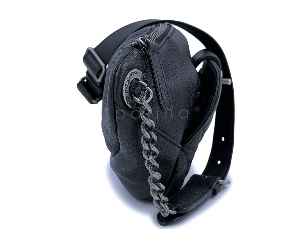 Chanel Black Grained Calfskin Quilted Classic Fanny Pack Bag RHW