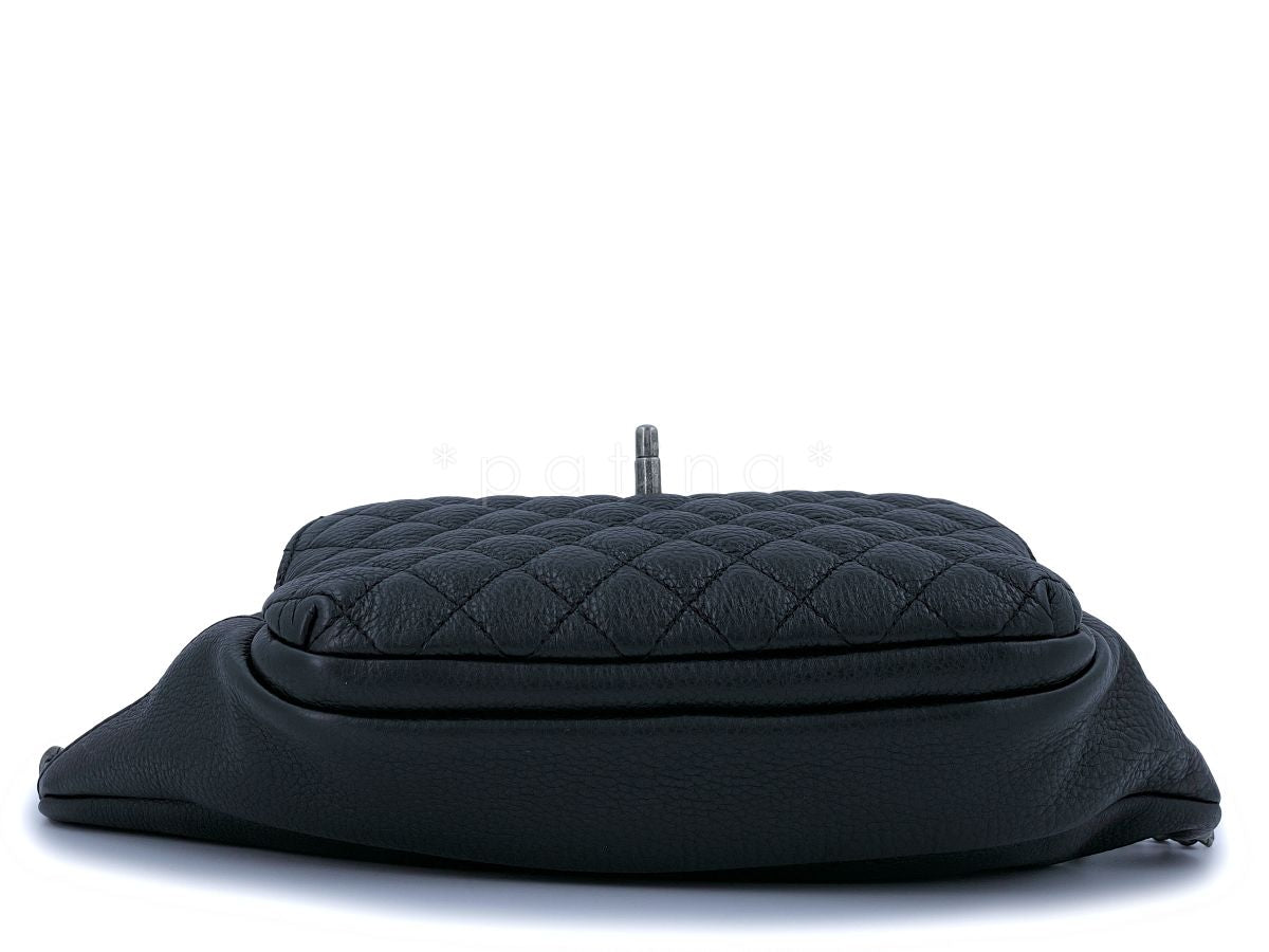 Chanel Black Grained Calfskin Quilted Classic Fanny Pack Bag RHW