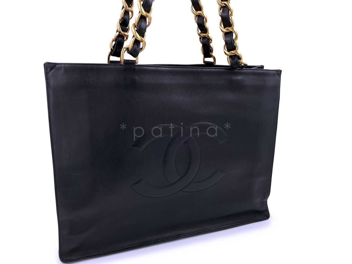 Chanel Vintage Black Chunky Chain Shopper Tote Bag 24k GHW