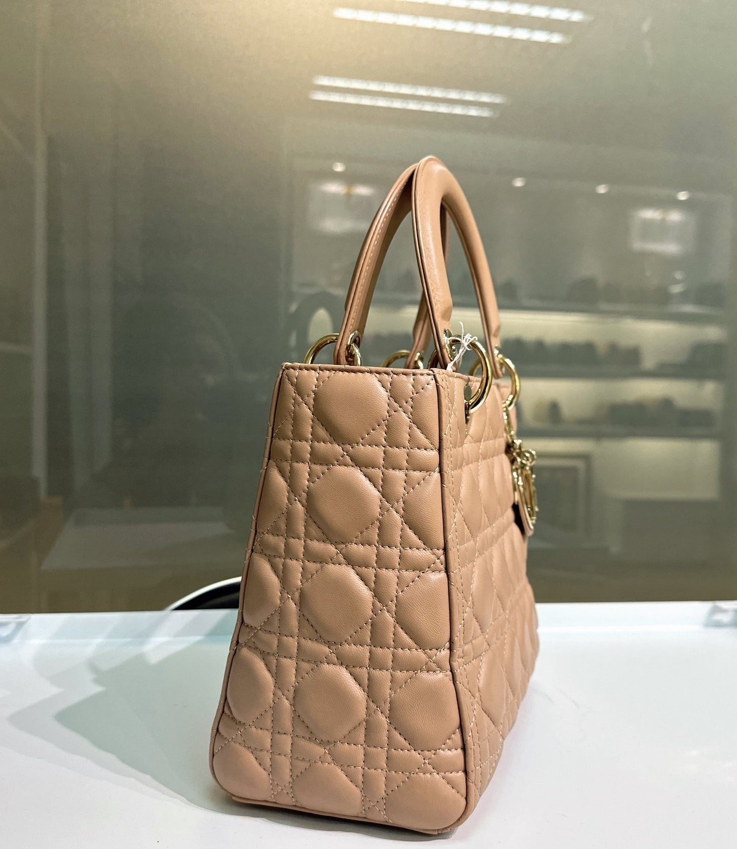 Medium Lady Dior Bag Milk Cannage Lambskin