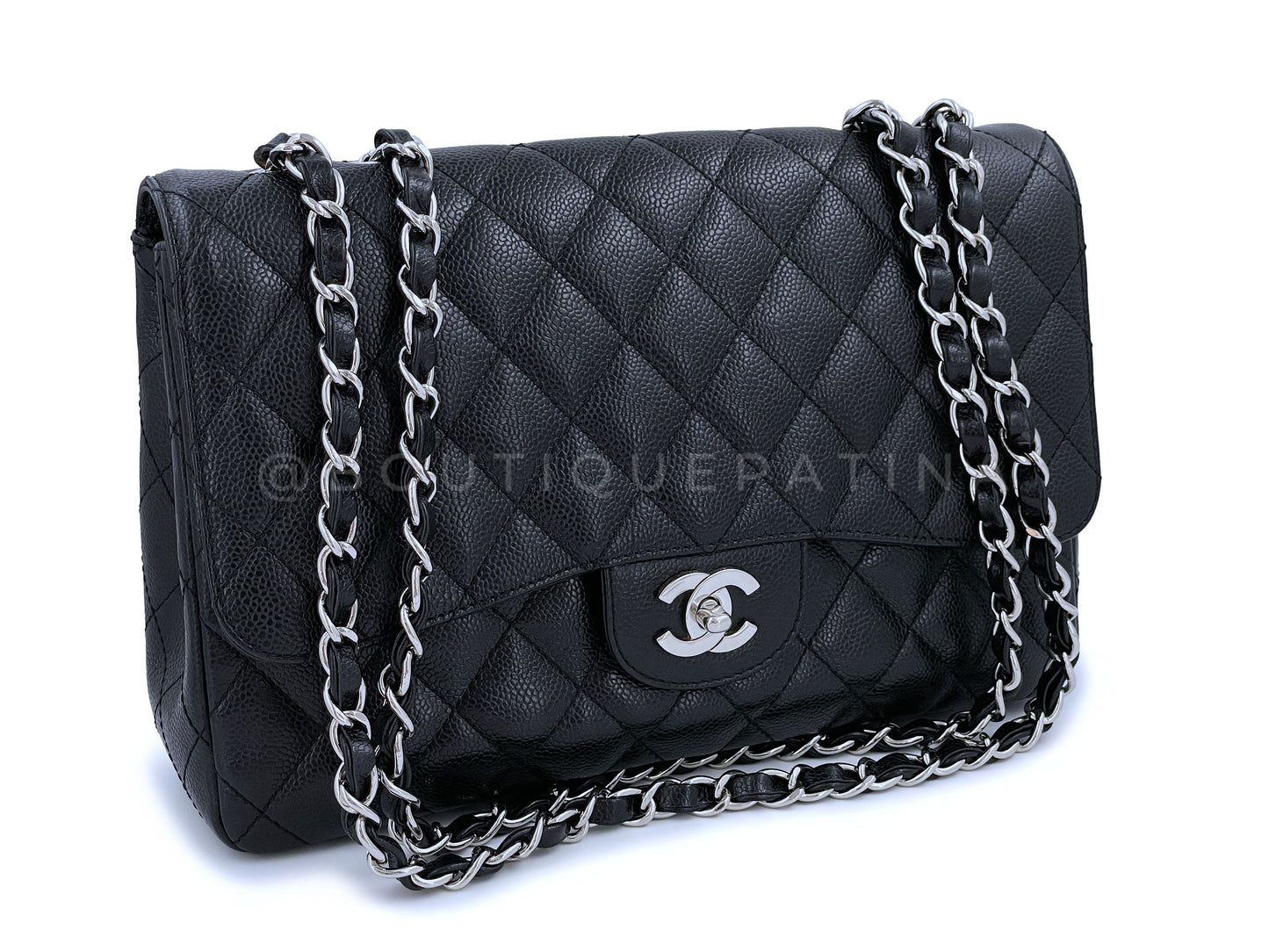 Chanel Black Caviar Jumbo Classic Flap Bag SHW